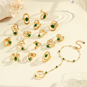 2026 Luxury Stainless Steel ZIRCON <b>Ring</b> <b>Sets</b> for Women 18K <b>Gold</b> Plated Hand Back Chain Finger Bracelet <b>Set</b> Jewelry Party - Product Image 2