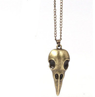 Collier pendentif crâne corbeau noir, collier gothique, collier pendentif de sorcière victorienne