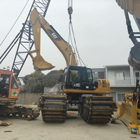 Excavatrice amphibie d'occasion, dragueuse CAT 320BL 320D2L, excavatrice, machine de dragage de sable de rivière, ponton, côtés du bateau