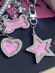 Plaques d'identification pour animaux de compagnie en strass de luxe, pour chats et chiens, gravure d'identification, cadre photo pour animaux de compagnie, cœur, os, étoile, photo, colliers pour chiens, porte-clés - Product Image 6