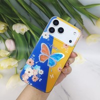 Coque de téléphone motif floral papillon pour iPhone 17 Pro Max 16 15 14 13 12 7, Housse de protection pour Samsung S26 Huawei Redmi 14C Oppo Vivo