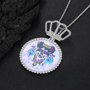Round Crown Photo <b>Locket</b> Hip Hop Pendant Custom Plated Prong Setting 925 Silver Moissanite Concert Bling Iced Out Fine Chain - Product Image 2