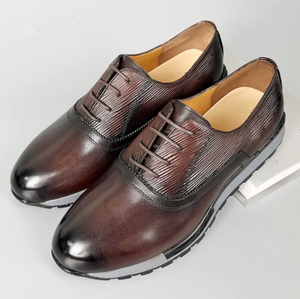 Zapatos Casuales de Cuero Vacuno Genuino para Hombre, Hechos a Mano, con Cordones, Transpirables, Antideslizantes, con Suela de Goma, para Caminar al Aire Libre - Product Image 2