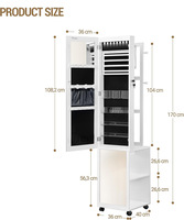Coiffeuse à miroir grand format mobile, grande capacité de rangement pour bijoux et colliers, idéale pour chambre à coucher - Nouveauté du fabricant