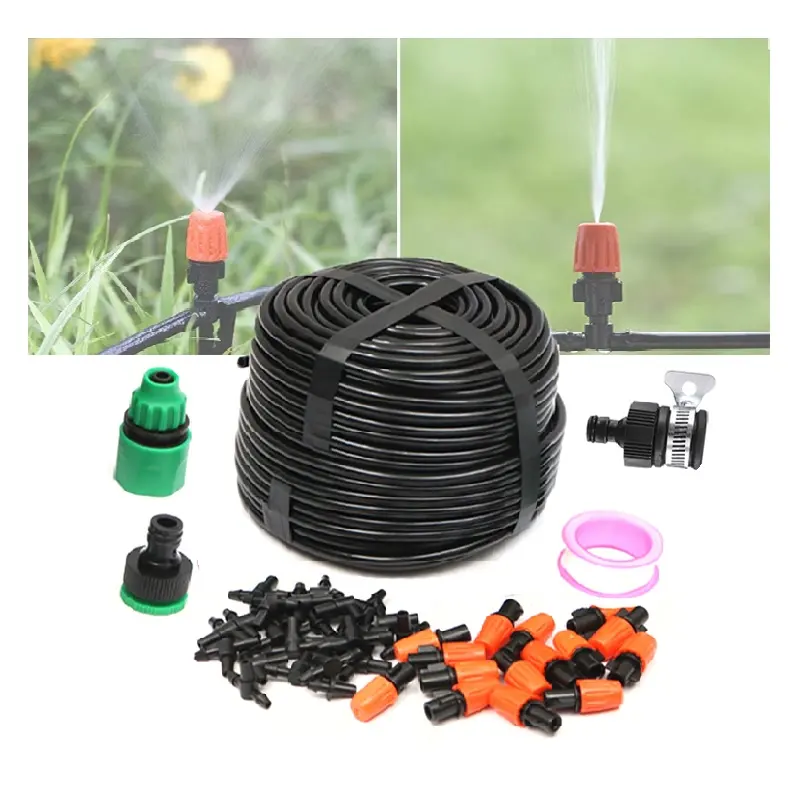 Großhandels preis 25m Obstgarten Patio Balkon Bewässerung Wasserhahn Spray Misting Fine Cooling Kits