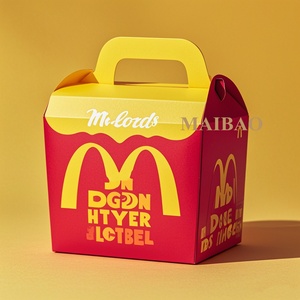 Diseño personalizado impreso grado alimenticio reciclable comida rápida papel Gable niños Happy Meal caja de embalaje, caja de pollo para llevar - Product Image 5