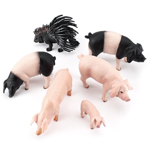 xinhen <span class=keywords><strong>Juguetes</strong></span> de simulación de animales de granja para el desarrollo cognitivo infantil: Figuras de aves de corral, cerdos y porquines de orejas caídas en color negro - Product Image 3