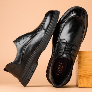 Chaussures décontractées pour hommes FAPA, bout rond, en cuir véritable, talon bas, pour le bureau, résistantes à l'abrasion, style Derby - Product Image 4