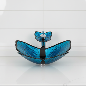 Lavabo Moderno de Encimera de Vidrio Templado con Diseño Ecológico, Fácil de Limpiar, Garantía de 2 Años, Montaje sin Orificios para Grifo, para Baños - Product Image 1