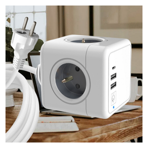 French FR France Standard Cube Socket Portable Power Socket Convenient for Travelling Power Strips with 3 USB with Switch - Product Image 6
