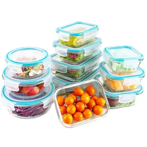 Vaatwasser En Magnetron Veilig Voedsel Container Glas Voedsel Container Sets Hoge Borosilicaatglas Lunch Box Met Deksel