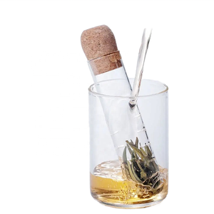 Eco-friendly borosilicato di vetro infusore tubo filtro filtro per il tè <span class=keywords><strong>con</strong></span> coperchio in sughero in legno bicchieri per la preparazione del tè tazze - Product Image 2