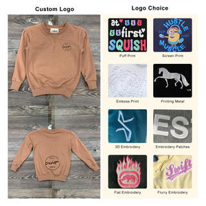 High Quality Kids Pullover Hoodies Embroidered O-neck Custom Logo Solid Color Long <b>Sleeve</b> 85% Cotton 15% Polyester Printed - Product Image 2