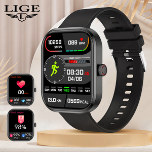 Relojes Inteligentes <span class=keywords><strong>LIGE</strong></span> BWG21 para Mujeres y Hombres, Monitor de Actividad Física, Contestador de Llamadas, Reproductor de Música, Monitor de Ritmo Cardíaco y Sueño, Compatible con IOS y Android, Negro - Product Image 1