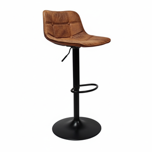 Tabouret de bar en cuir à hauteur réglable de conception moderne industrielle pour la maison salon extérieur salle de sport école atelier centre commercial - Product Image 1