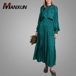 Nuovo Design masterovel Maxi abito elastico in vita con colletto in pizzo abiti casual bellissimi abiti a maniche lunghe <span class=keywords><strong>Online</strong></span> - Product Image 1