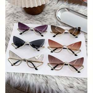 Gafas de Sol de Moda con Logotipo Personalizado 2025, Montura Metálica de Media Montura con Patas de Diamante, Protección UV400, Estilo Ojo de Gato para Mujer - Product Image 6