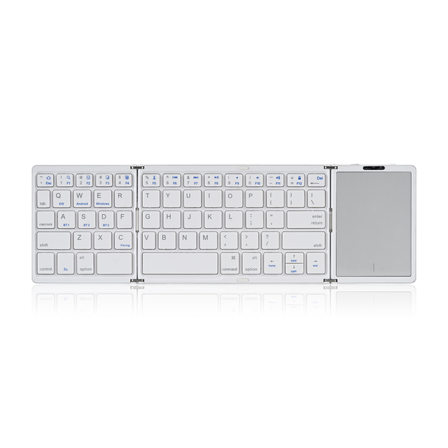 Wireless Tri-Folding Keyboard Ultra-Thin BT Foldable Keyboard with Touchpad for iPad iPhone Windows Mac & Android