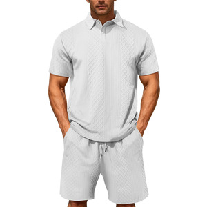 Ensemble de polos d'été pour hommes en jacquard, manches courtes, vêtements de sport décontractés, tissu en polyester tricoté léger avec étiquette - Product Image 1