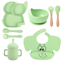 Vaisselle en forme d'éléphant pour enfants, tapis de plaque d'aspiration alimentaire, ensemble d'alimentation en Silicone, bol pour bébé, ensemble d'alimentation