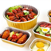 Boîte de préparation de repas chauds et froids en aluminium doré de 1700 ml, bol profond en aluminium avec couvercle en plastique
