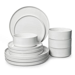 Service de table en céramique grès blanc mat de luxe, 16 pièces, nouveau design nordique, pour usage domestique, vente en gros - Product Image 2
