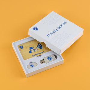 Biểu Tượng Tùy Chỉnh 3 Trong 1 An Ninh Bộ Quà Tặng Ví Ví Không Xúc Gỗ RFID Thẻ Dữ Liệu Khối Webcam Bìa Chặn Công Nghệ Tiện Ích - Product Image 5