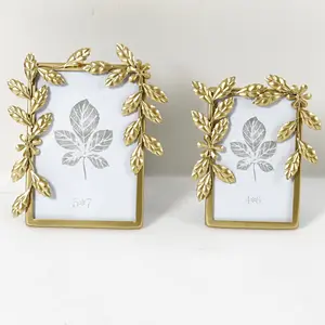 Photo Frames Wholesale 2023 New Arrival Customized Golden Metal S/2 Home Decorative Frame Photos