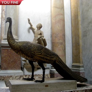 Decoración de jardín al aire libre Estatua de pájaro de <span class=keywords><strong>metal</strong></span> Escultura de pavo real de bronce - Product Image 4