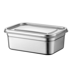 Stainless Steel Food <b>Storage</b> Container Rectangle Clip On Lid 304 <b>Material</b> For Refrigerator Camping Meal Prep - Product Image 5