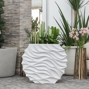 Design nordique créatif, pots de plantes de grande taille de haute qualité en fibre de verre enduite d'époxy blanc <span class=keywords><strong>pour</strong></span> la décoration extérieure de la maison et du jardin - Product Image 2