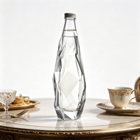 Bouteille d'eau en verre de luxe avec couvercle 330ml 350ml 500ml 750ml 1000ml Bouteilles en verre pour l'eau Bouteille en verre avec logo Forme unique