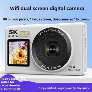 กล้องดิจิตอลจอคู่ 5K ความละเอียด 80MP ซูม 18 เท่า กล้องสำหรับเด็กพร้อม WiFi ไฟแฟลช LED และหน้าจอ LCD หมุนได้ - Product Image 4
