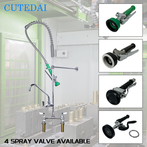 <strong>Commercial</strong> Grade 3-Piece Brass Water Dish Gooseneck Pre-Rinse <strong>Faucet</strong> with <strong>Sprayer</strong> Industrial Design for Kitchen or Hotel - Product Image 3