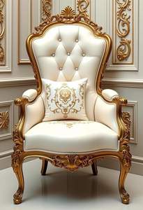 Sillón Individual Estilo Royal con Estructura de Madera Sólida y Cojín Acolchado para Sala de Estar - Product Image 3