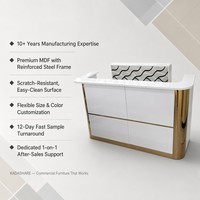 Comptoir de réception commercial moderne épaissi avec une construction métallique durable à capacité de charge accrue pour usage hôtelier