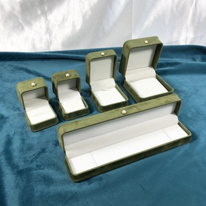 Velvet Box for Gold Jewelry Boxes Packaging Velvet Insert Green Velvet Jewelry Box Custom Logo Avocado Green - Product Image 5
