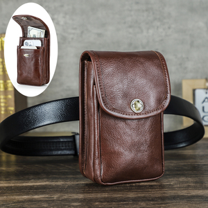 Funda de cuero Vintage personalizada para teléfono móvil, funda para cinturón con varios compartimentos para teléfono, pasaportes, riñonera para uso al aire libre para hombres - Product Image 1