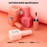 Bouteille de vernis à ongles en gel orange et rouge, bouteille en verre avec bouchon et pinceau, vide, 7 ml, logo personnalisable