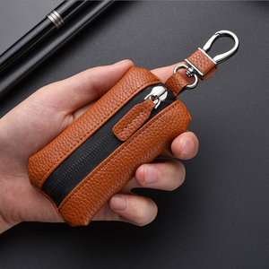 Porte-clés durable Porte-clés à fermeture éclair Porte-clés de poche Organisateur Pochette Porte-clés de voiture en cuir PU - Product Image 1