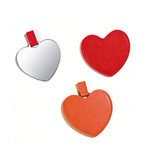 <span class=keywords><strong>Espejo</strong></span> de Maquillaje de Bolsillo con Forma de Corazón, Giratorio, con Cubierta de Cuero PU y Logotipo Personalizado, Mini <span class=keywords><strong>Espejo</strong></span> de Acero Inoxidable, Marca Privada - Product Image 2