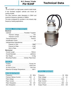 หลอดออสซิลเลเตอร์อิเล็กตรอนไตรโอด RF รุ่น FU-924F ของแท้จากปักกิ่ง ประเทศจีน สำหรับเครื่องความถี่สูง - Product Image 2
