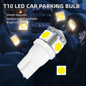 Nouvelles ampoules LED Ruitaisten T10-5050-5SMD pour voiture, 12V DC, ambre, pour feux de stationnement, ampoule de gabarit auto, lampe de lecture - Product Image 2