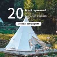 5m geniş iki yatak odası dört sezon aile kamp Glamping Teepee isıtma çadır 8 kişi açık pamuk tuval soba boru deliği