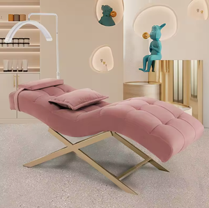 Modern <b>Portable</b> Pink Lash <b>Bed</b> Salon Furniture Curved Spa Beauty Mattress Facial <b>Bed</b> Luxury Electric Adjustable Durable Topper - Product Image 1