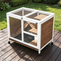 Cage à Cochon d'Inde Moderne de Luxe en Bois pour Intérieur, Cage à Lapin à 2 Étages avec Roues, Conception Écologique, Facile à Nettoyer, Plateau Amovible