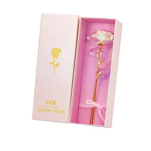 Trasporto di goccia 24K Lamina D'oro Fiore di Rosa Artificiale Regalo di Giorno Amante di san valentino Di Compleanno Romantico Oro Rosa Decorazioni Per La Casa di festa