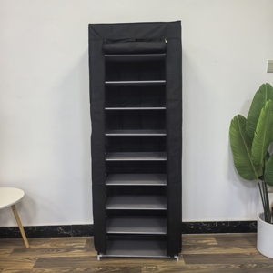 Étagère à chaussures en acier multi-niveaux <span class=keywords><strong>Songmics</strong></span> pour 27 paires de chaussures, organisateur de rangement sur pied, grande capacité, 58 x 28 x 160 cm, noir - Product Image 3