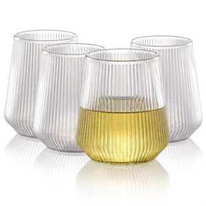 Verres à vin et à whisky en plastique sans pied incassables, transparents, à motif origami, élégants, 12 onces, kit de fournitures de fête jetables - Product Image 1