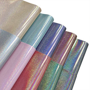 Tissu vinyle synthétique à paillettes irisées et réfléchissant au laser pour sacs textiles d'ameublement Arc-en-ciel météore Sparkle PU faux cuir - Product Image 6